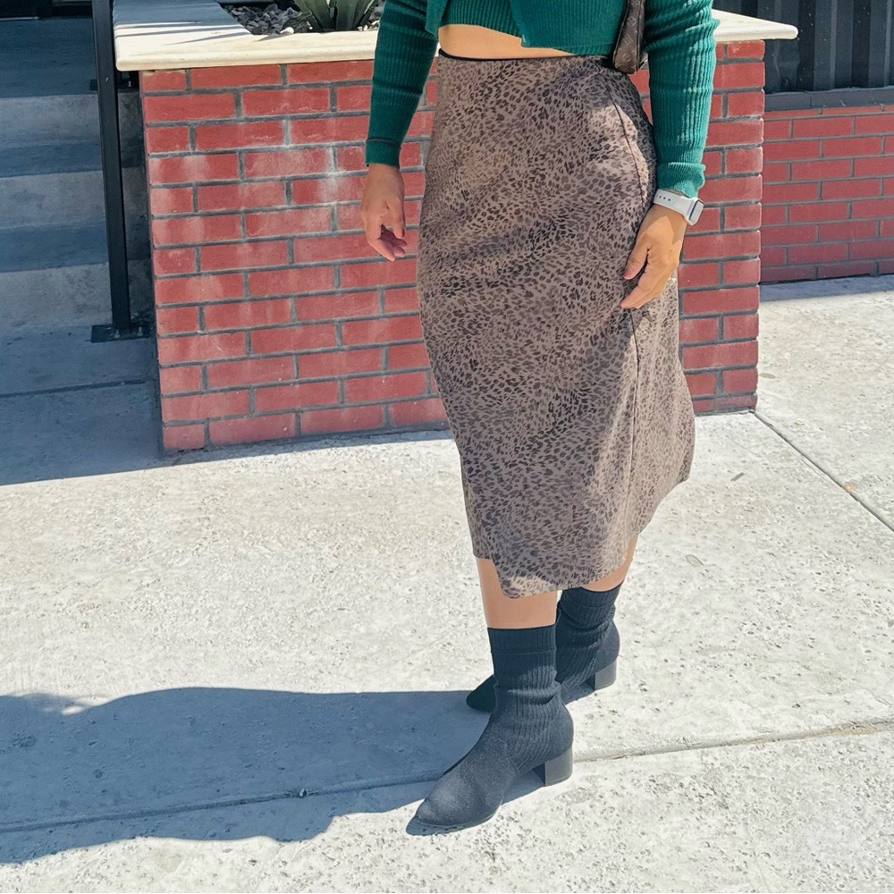 A New Day XS Animal Print Midi Skirt